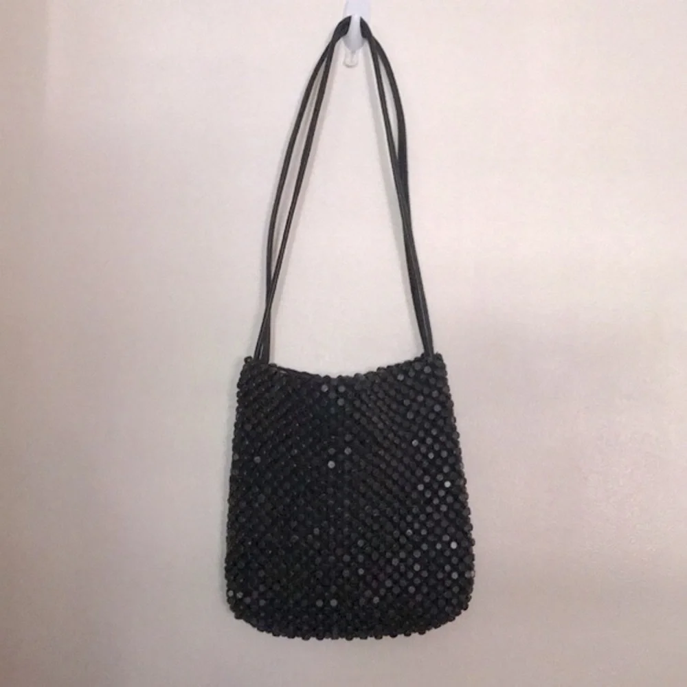 The Sak Wood Bead Leather Handles Shoulder Bag 1